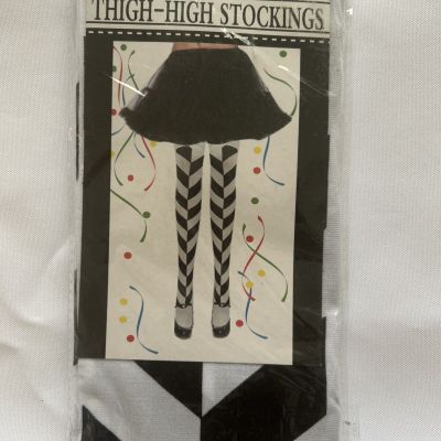 Thigh-High Stockings, Adult One Size, Black And White Zebra Halloween